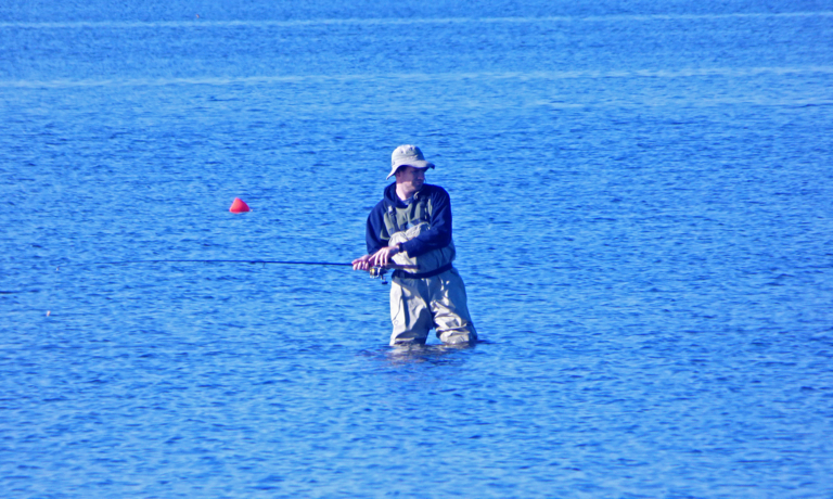 Flyfishing in Kitty Hawk Bay.
