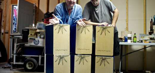 Richard Schreiber and Chris Whitehurst with a stack of cajons.