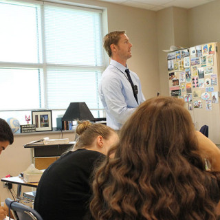 Dare County Teacher of the Year in the classroom.