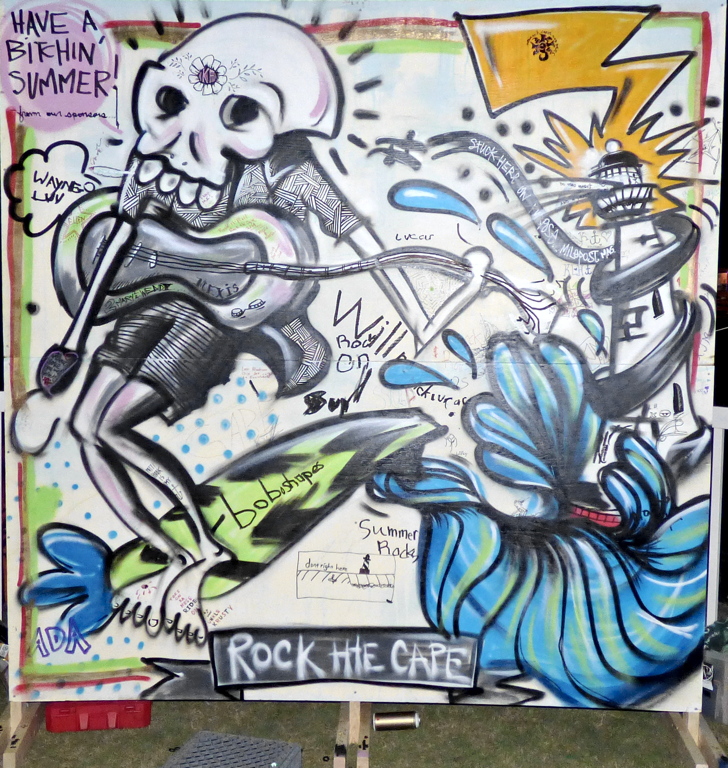The finished product: Chris Kemp's Rock the Cape mural, on display at Koru Village through the summer