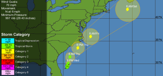 Weather Underground track of Hurricane Arthur at 11a.m. 7/2.