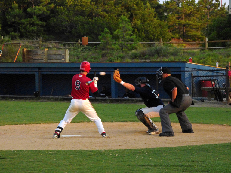 A little chin music for Tyler Franko of the Outer Banks Daredevils hailing from Iowa Central Community College. The July 8 game ended in a 9-4 victory over visiting the visiting Greenbrier Knights.