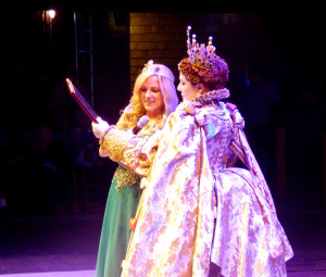 Rhonda Vincent receiving Queen of Bluegrass Island plaque from the Queen of England.