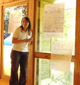 OBCF Executive Director Lorelei Costa at the October Circle of Giving meeting where the group decided how to distribute the funds they had collected.