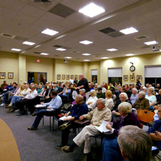 Packed room at the Town Hall meeting.