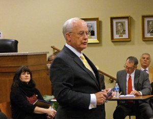 Chairman Bob Woodard addressing the Town Hall meeting.