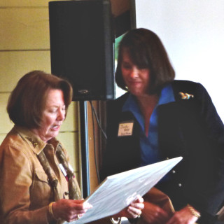 Dorothy Hester presenting Champion Award to Jane Webster.