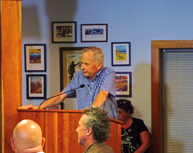 Former Commissioner Bill Pitt outlining the history of beach nourishment funding on the Outer Banks