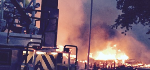 Brindley Beach Corolla office in flames, Friday, June 12, 2015.