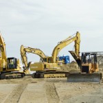 Construction equipment on the Kitty Hawk beach. Photo, Kip Tabb