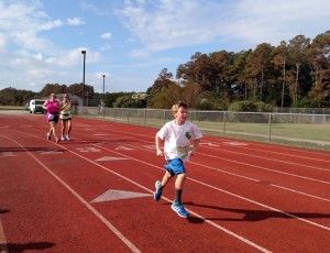 Nolan Rollins finishing his first ever 5K.