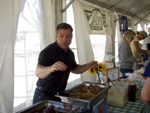 Serving ribs at the Joe Lamb, Jr. BBQ & Wings Cookoff.