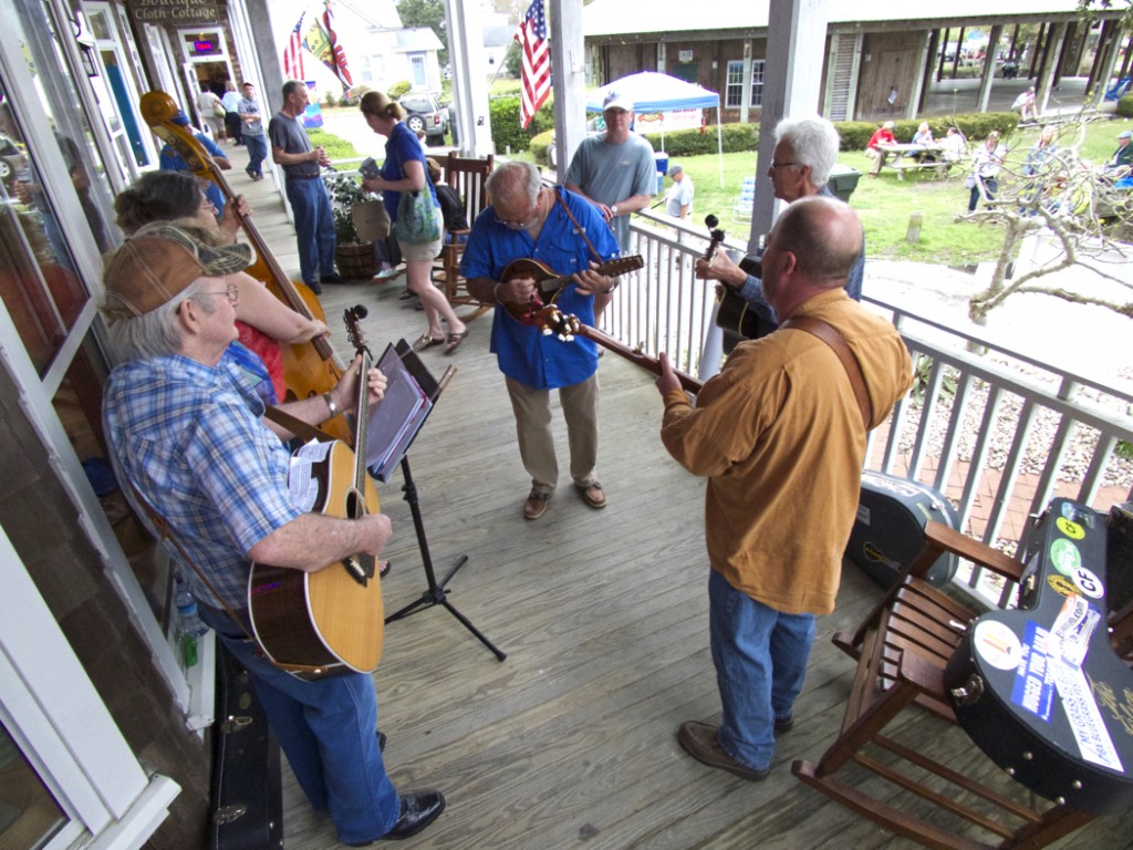 Drifting Sands jamming on the front porch of the Bluegrass Island Store.