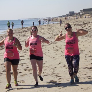 Team Clever Beaches, running the 5-mile race. Left to Right: Holly Schnader, Caitlin Anderson, Natalie Dutt.