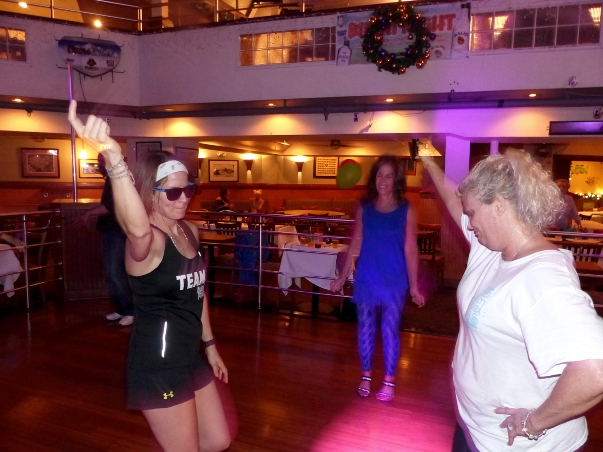 Winners of the 1st Annual Carpe DM still dancing after nine hours. Brittany Slaughter in black; Kim Dorsey in white.