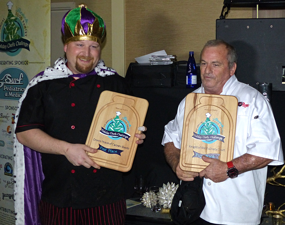 The Grandest of Grand Prize winners—Prince of Canned Goods. Chef Brian Hardison in Black and Frank Griffs, sous chef of the Jolly Roger.