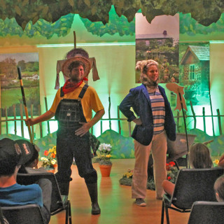 Justin Heavner as Mr. McGrego and Alissa Sumerano as Peter Rabbit.
