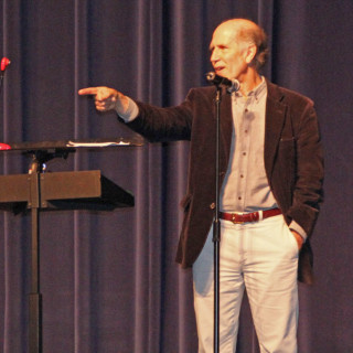 NC Poet Laureate, Joseph Bathanti, addressing First Flight High School students November 15. Photo Zach Smith, Nighthawk News.