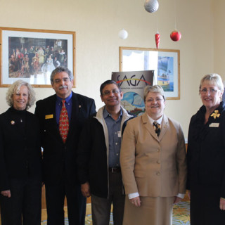 Elizabeth Piff, Dare Education Foundation; Nancy White, Coastal Studies Institute; Mike Pringle, Chair Outer Banks Chamber of Commerce; Prem Gupta, SAGA Construction; Dr. Sue Burgess, Superintendent Dare County Schools;Allison Sholar, Superintendent Currituck County Schools; Dr. Kandi W. Deitemeyer, President COA.