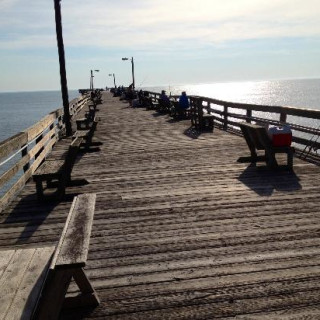 Nags Head Fishing Pier. Mattie's favorite place to wait for the Spanish Mackerel to return.
