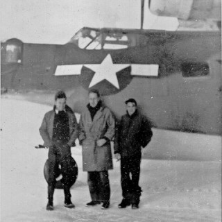 Leon Tabb with two Navy buddies on Attu, the western most of the Aleutian Islands.