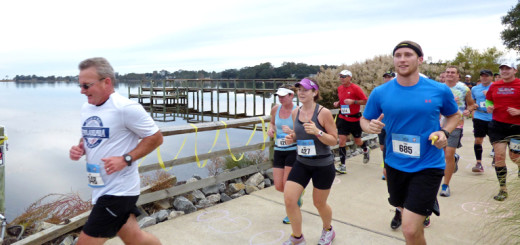 Runners along Kitty Hawk Bay in Kitty Hawk.