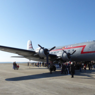 The Spirit of Freedom parked on the tarmac at the Dare County Airport.