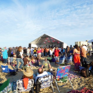Greensky Bluegrass performing on the beach at Jennette's Pier.