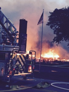 Brindley Beach Corolla office in flames, Friday, June 12, 2015.