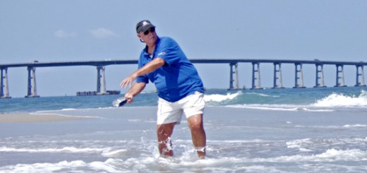 Larry Hansen, ship's carpenter, launching his ship from Oregon Inlet.