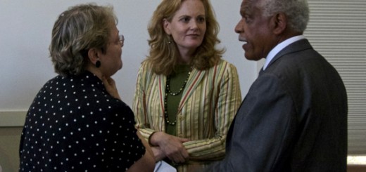 At the meeting sponsored by the Dare County Democratic Party. LtoR: Sue Burgess, Superintendent Dare County Schools; Leanne Winning, Director of Governmental Relations for the NC Schools Board Association; Dr. Randolph Latimore, Superintendent of Hyde County Schools.